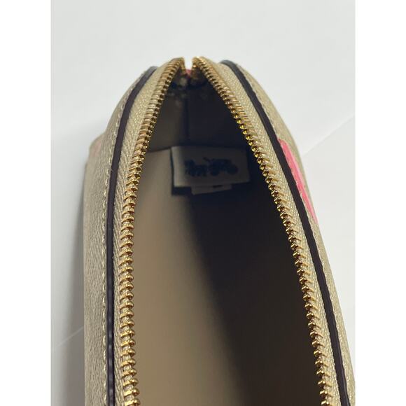 Coach Pencil Case In Signature Canvas With Stripe Heart Print - Picture 7 of 8